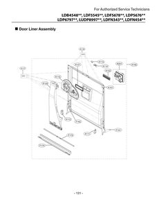 Door Liner Assembly Diagram and Parts List for DUA513FT ASTESNA LG Dishwasher