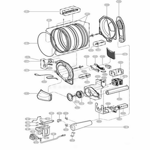 Drum And Motor Assembly Gas Type Diagram and Parts List for TDV10021G ABWEEUS LG Washer