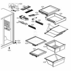 Refrigerator Compartment Diagram and Parts List for LSXS22423B AWBCNA1 LG Refrigerator