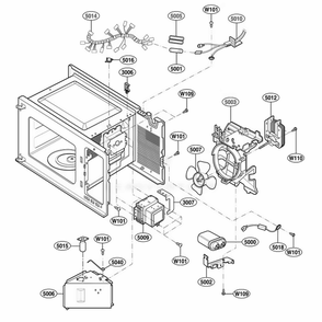 Interior Parts 1 Diagram and Parts List for 65222401 CW1ESEA LG Range