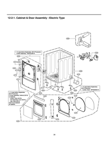 Cabinet And Door Assembly Diagram and Parts List for RV1367ES ASSEECI LG Dryer