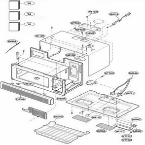 Oven Cavity Parts Diagram and Parts List for KHMC107EWH MWEKAD LG Wall Oven