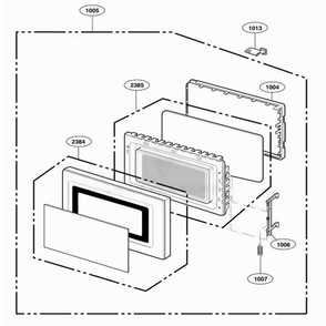 Part Location Diagram of 383EW5A092C LG DOOR PANEL+COVER+GLA