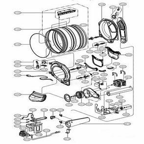 Drum And Motor Assembly Gas Type Diagram and Parts List for DLGX2802L ARBEEUS LG Dryer