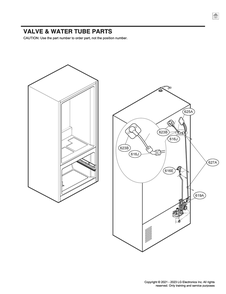 Valve And Water Tube Parts Diagram and Parts List for GR-F298NKSH ASBCNA2 LG Refrigerator