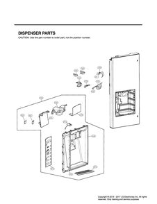 Dispenser Parts Diagram and Parts List for GR-L31GHSJM ASTCNA1 LG Refrigerator