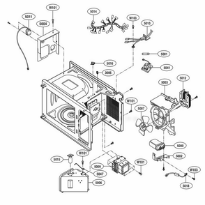 Interior Parts Diagram and Parts List for LCRT1513ST CSSETAR LG Microwave