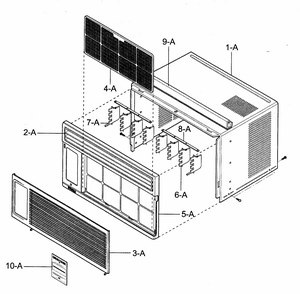 Cabinet/front Grille Assy Diagram and Parts List for 58075052500  Kenmore Air Conditioner