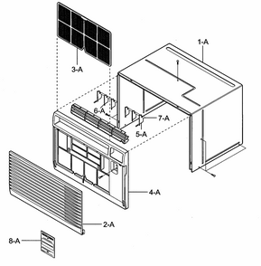 Cabinet/front Grille Parts Diagram and Parts List for 58073123200  Kenmore Air Conditioner