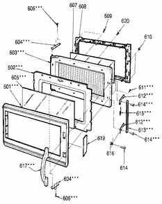Door Diagram and Parts List for 7218915580  Kenmore Microwave