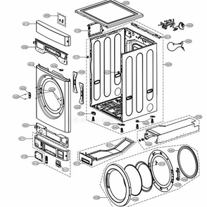 Control Panel And Cabinet And Cabinet Cover Assembly 2 Diagram and Parts List for TCD1870CGG ASSEELC LG Dryer