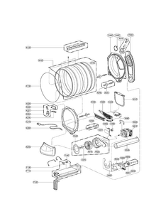 Drum And Motor Assembly Parts Diagram and Parts List for DLEX6001W  LG Dryer