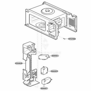 Latch Board Parts Diagram and Parts List for JES1855PWH CW1EGEU LG Wall Oven