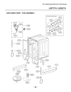 Tub Assembly Cutlery Rack Rail Diagram and Parts List for D1471BB1 ABPEEUS LG Dishwasher
