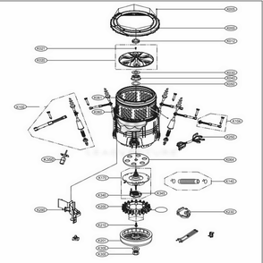 Tub Assembly Diagram and Parts List for 31402 ABWEPEU LG Washer