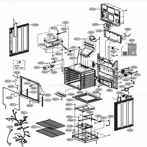 Cavity Parts Diagram and Parts List for LRG3061ST FS1ELGA LG Wall Oven