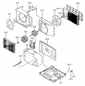Cabinet Parts Diagram and Parts List for 58071082100  Kenmore Air Conditioner