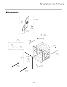 Tub Assembly Diagram and Parts List for DUAG27HN ASTESNA LG Dishwasher