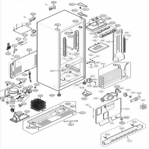 Case Parts Diagram and Parts List for 65002 ASWCSEA LG Refrigerator