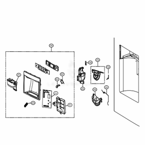 Dispenser Parts Diagram and Parts List for 74039 AWBCSE1 LG Refrigerator