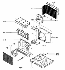 Air Handling/cycle Parts Diagram and Parts List for 58075121501  Kenmore Air Conditioner