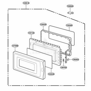 Door Parts Diagram and Parts List for MT1100SHQ2 M2EWRP LG Range
