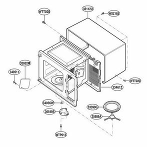 Oven Cavity Parts Diagram and Parts List for 69252 MWESEA LG Range