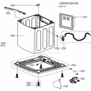 Outer Case Assembly Diagram and Parts List for WT1201CV ASSEPUS LG Washer