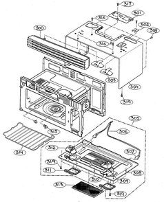 Oven Cavity Diagram and Parts List for MV-1735B  LG Microwave