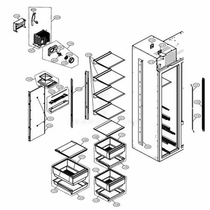Freezer Compartment Diagram and Parts List for UPSXB2627S ASTCNA0 LG Refrigerator
