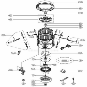 Tub Assembly Diagram and Parts List for 31553 ASTETEU LG Washer