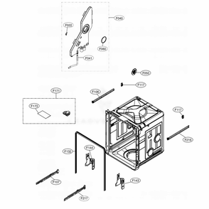 Tub Assembly Diagram and Parts List for 14673 ASTESEU LG Dishwasher