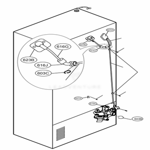 Valve And Water Tube Parts Diagram and Parts List for 73165 ANSCSE0 LG Refrigerator