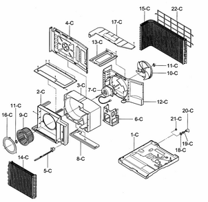 Air Handling/cycle Parts Diagram and Parts List for 58072184200  Kenmore Air Conditioner