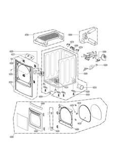 Cabinet And Door Assembly Parts Diagram and Parts List for DLGX6002V  LG Dryer