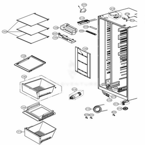 Refrigerator Compartment Diagram and Parts List for LSXS26336D ASBCNA0 LG Refrigerator
