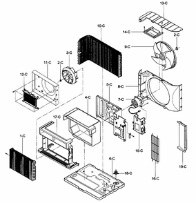 Air Handling/cycle Parts Diagram and Parts List for 58075119700  Kenmore Air Conditioner