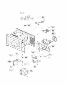 Interior Parts Diagram and Parts List for 72166993011  Kenmore Microwave