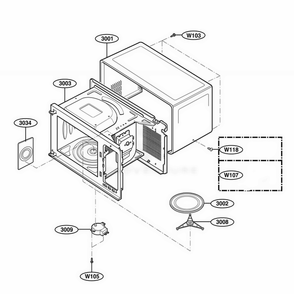 Oven Cavity Parts Diagram and Parts List for 66299 CBKESEA LG Range
