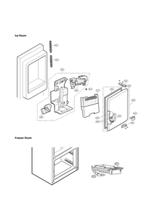 Ice Maker And Ice Bin Parts Diagram and Parts List for LFX28979SW 00 LG Refrigerator