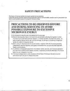 Safety Precautions Diagram and Parts List for MA-1273M  LG Microwave