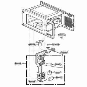 Latch Board Parts Diagram and Parts List for YMT4140SKQ AW1EWPC LG Wall Oven