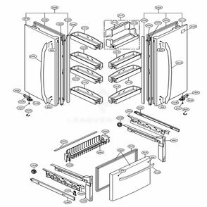 Door Parts Diagram and Parts List for LFC25776ST ASTCNA1 LG Refrigerator