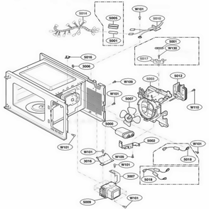 Interior Parts 1 Diagram and Parts List for UMC5200AAQ CB6EMGR LG Wall Oven