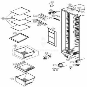 Refrigerator Compartment 2 Diagram and Parts List for LSXS26326W ASWCNA2 LG Refrigerator