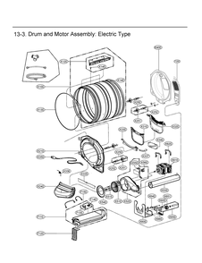 Drum And Motor Assembly Diagram and Parts List for DLE3470W ABWEUUS LG Dryer