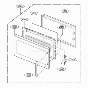 Door Parts Diagram and Parts List for JMV8196ACS ASBEJEC LG Range