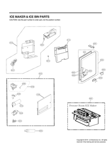 Ice Maker And Ice Bin Parts Diagram and Parts List for GR-J30GMKYM ASBCNA2 LG Refrigerator