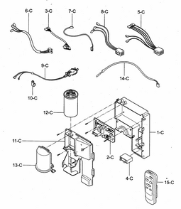 Control Box Assy Diagram and Parts List for 58073069301  Kenmore Air Conditioner