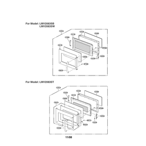 Door Diagram and Parts List for LMV2083SB 00 LG Microwave